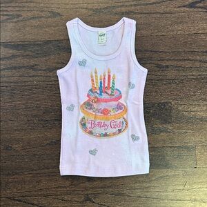 Kavio! Girls Pink Birthday Cake Tank Top with Hearts Size 4